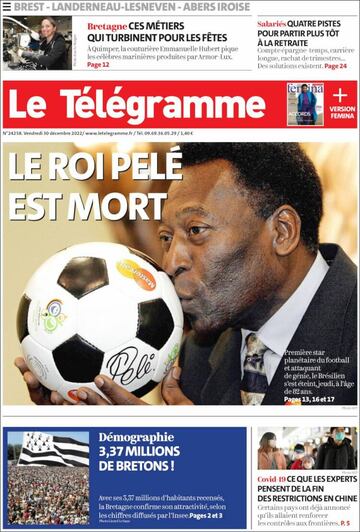 Tributes to Pelé on the front pages of the world