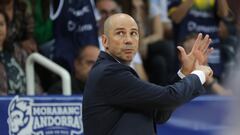 ANDORRA LA VELLA (ANDORRA), 29/10/2023.- El entrenador del Baskonia, Joan Peñarroya, pide tiempo muerto durante el partido de la séptima jornada de la Liga Endesa de baloncesto entre Morabanc Andorra y Baskonia, este domingo en el Polideportivo de Andorra. EFE / Fernando Galindo
