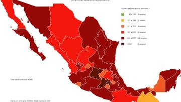 Mapa y casos de coronavirus en México por estados hoy 7 de agosto