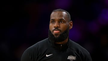 LOS ANGELES, CALIFORNIA - OCTOBER 13: LeBron James #23 of the Los Angeles Lakers warms up before a preseason game at Crypto.com Arena on October 13, 2023 in Los Angeles, California.   Harry How/Getty Images/AFP NOTE TO USER: User expressly acknowledges and agrees that, by downloading and/or using this photograph, user is consenting to the terms and conditions of the Getty Images License Agreement. (Photo by Harry How / GETTY IMAGES NORTH AMERICA / Getty Images via AFP)