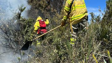 A esta hora Bomberos de Bogotá atienden un incendio forestal en los cerros orientales de la capital del país.