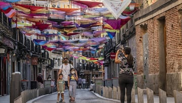 Calles del centro de Madrid durante las Fiestas de la Paloma, suspendidas por la pandemia del coronavirus.