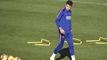 Giménez en una sesión del Atleti.