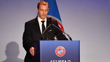 UEFA President Aleksander Ceferin delivers a speech during the 43rd Ordinary UEFA Congress on February 7, 2019 in Rome. (Photo by Andreas SOLARO / AFP)
PUBLICADA 26/02/19 NA MA27 1COL