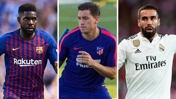 Umtiti, Giménez y Carvajal.