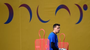 El portero del FC Barcelona Wojciech Szczesny durante un entrenamiento.