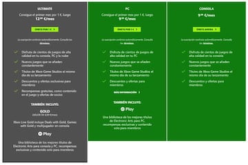 Diferencias entre Xbox Game Pass Ultimate, Xbox Game Pass PC y Xbox Game Pass consola