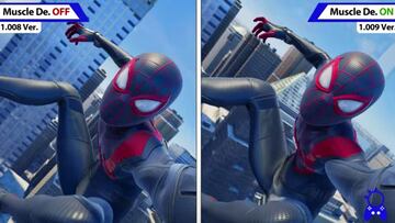 Spider-Man: Miles Morales | Comparativa parche de deformación muscular realista