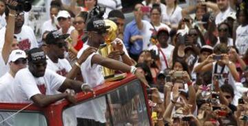 LeBron James, Norris Cole y Chris Bosh.