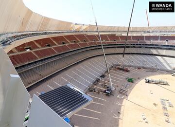 Obras en el Wanda Metropolitano: la cubierta ya est¨¢ terminada