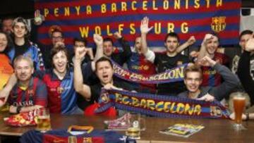 La peña culé de Wolfsburgo sufrió anoche un disgusto con el Clásico.