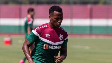 Jhon Arias en un entrenamiento de Fluminense.