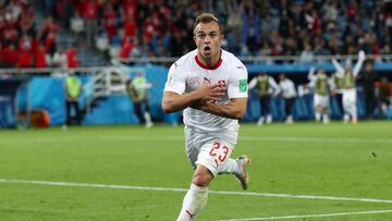 Shaqiri celebra el 1-2 de de Suiza.