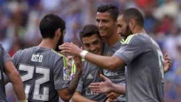 Cristiano celebra uno de sus goles al Espanyol.