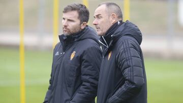 Lalo Arantegui y V&iacute;ctor Fern&aacute;ndez, en un entrenamiento.