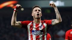 Sa&uacute;l celebra uno de sus goles con el Atl&eacute;tico de Madrid. 