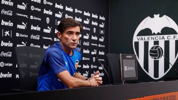 Marcelino en la rueda de prensa previa al encuentro frente al Celta.