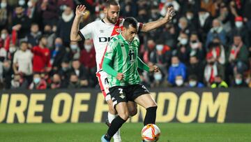 Mario Suarez of Rayo Vallecano and Juanmi Jimenez of Real Betis in action during Copa del Rey football match played between Rayo Vallecano and Real Betis at Vallecas stadium on February 09, 2022, in Madrid, Spain.
AFP7
09/02/2022 ONLY FOR USE IN SPAIN