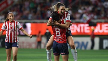 Adriana Iturbide celebrates her goal 4-3 of Guadalajara during the game Guadalajara vs Pachuca, corresponding to Round 16 of the Torneo Clausura 2023 of the BBVA MX Womens League, at Akron Stadium, on May 08, 2023.
<br><br>
Adriana Iturbide celebra su gol 4-3 de Guadalajara durante el partido Guadalajara vs Pachuca, Correspondiente a la Jornada 16 del Torneo Clausura 2023 de la Liga BBVA MX Femenil, en El Estadio Akron, el 08 de Mayo de 2023