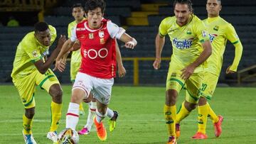 Kevin Salazar ha descrestado con su fútbol en los pocos partidos que ha jugado con Independiente Santa Fe. Es una de las grandes esperanzas del fútbol colombiano.