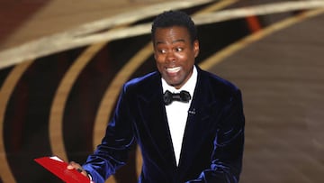 HOLLYWOOD, CA - March 27, 2022.    Chris Rock  during the show  at the 94th Academy Awards at the Dolby Theatre at Ovation Hollywood on Sunday, March 27, 2022.  (Myung Chun / Los Angeles Times via Getty Images)