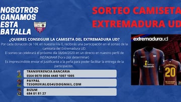 Las peñas del Extremadura sortean una camiseta.