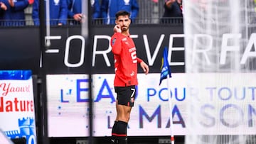 07 Martin TERRIER (srfc) during the Ligue 1 Uber Eats match between Stade Rennais and Olympique Lyonnais at Roazhon Park on October 16, 2022 in Rennes, France. (Photo by Anthony Bibard/FEP/Icon Sport via Getty Images) - Photo by Icon sport