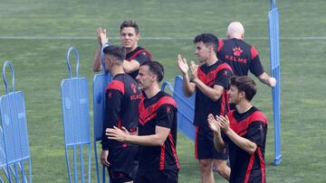 Amaya, Elustondo, Aguirre y Gal&aacute;n, durante un entrenamiento.
 