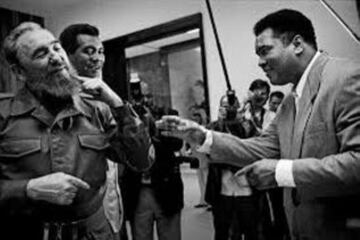 Fidel con Muhammad Ali en una visita del boxeador a Cuba