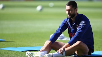 Felipe, en el entrenamiento de ayer del Atlético.