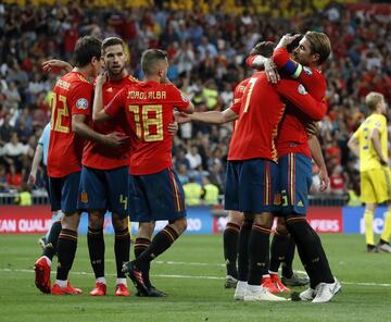 2-0. Álvaro Morata celebró el segundo gol que marcó de penalti.