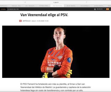 Captura de la web oficial del PSV en español.