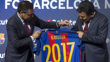 Firma del acuerdo entre el Barcelona y Rakuten.