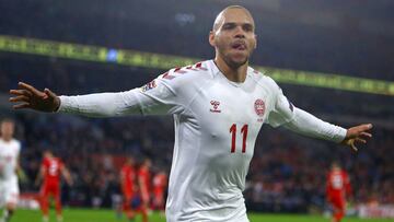 El delantero dan&eacute;s del Barcelona, Martin Braithwaite, con su selecci&oacute;n.