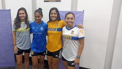 Cristina Ferral, Anika Rodríguez, Belén Cruz y Natalia Gaitán, jugadoras de Tigres Femenil.