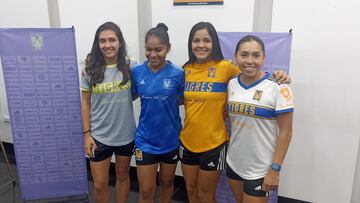 Cristina Ferral, Anika Rodríguez, Belén Cruz y Natalia Gaitán, jugadoras de Tigres Femenil.