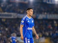 Mateo García en un partido de Millonarios.
