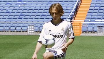 Luka Modric, durante su presentación como jugador del Real Madrid.
