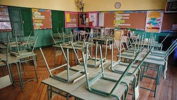 Un aula vacía, a la espera de la vuelta de los alumnos.
