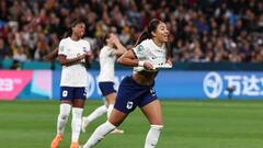 France's defender #13 Selma Bacha reacts after missing a chance on goal during the Australia and New Zealand 2023 Women's World Cup Group F football match between Panama and France at Sydney Football Stadium in Sydney on August 2, 2023. (Photo by DAVID GRAY / AFP)