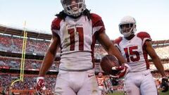 Larry Fitzgerald se duele tras un touch down.