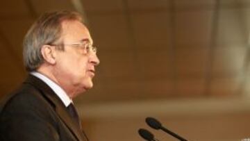 Florentino Pérez, en una intervención ante los medios.