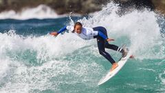 PANTIN,GALICIA-September 1: Meah Collins of USA is eliminated from the Round 2 of the ABANCA GALICIA CLASSIC SURF  2019 after placing third  in Heat 9 of Round 2 on September 1, 2019 in Pantin ,Galicia
 (Photo by Laurent Masurel/WSL via Getty Images)