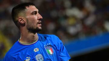 Italy's forward Matteo Politano reacts during the UEFA Nations League - League A, Group 3 first leg football match between Italy and Hungary on June 7, 2022 at the Dino-Manuzzi stadium in Cesena. (Photo by MIGUEL MEDINA / AFP) (Photo by MIGUEL MEDINA/AFP via Getty Images)