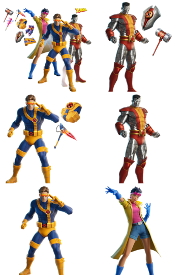 fortnite nuevas skins marvel xmen x men ciclope jubilo coloso