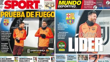 Portadas de 'Sport' y 'Mundo Deportivo' del miércoles, 22 de noviembre de 2017.