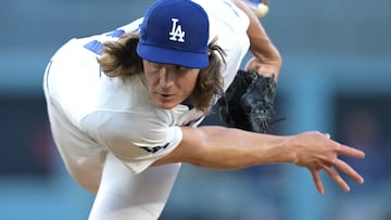 Aug 5, 2024; Los Angeles, California, USA; Los Angeles Dodgers starting pitcher Tyler Glasnow (31) delivers to the plate in the first inning against the Philadelphia Phillies at Dodger Stadium. Mandatory Credit: Jayne Kamin-Oncea-USA TODAY Sports