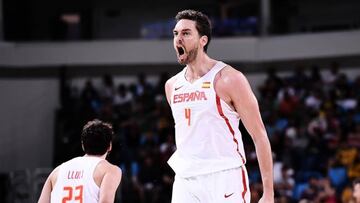 Pau Gasol, durante un partido de los Juegos Olímpicos con la Selección española debaloncesto