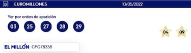 Resultados Euromillones hoy | Comprobar la combinación ganadora y números | 10 de mayo