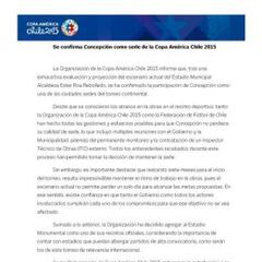 Concepción es confirmada como sede de la Copa América